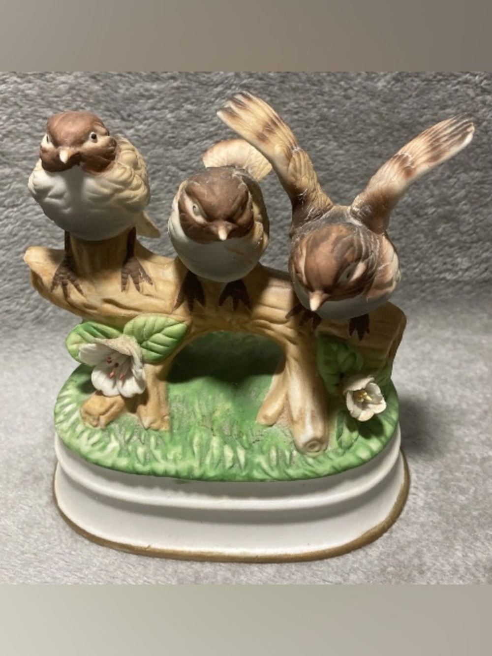 Arnart Royal Crown Three Bird On A Stick Music Box Wind Up Working